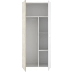 Armadio 90x205h cm 2 ante moderno rovere bianco Cairo