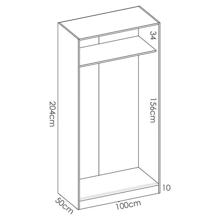 Armadio 100x204h cm 2 ante moderno scorrevoli rovere Royal