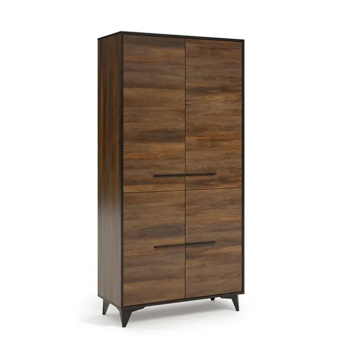 Armadio 91x185h cm 4 ante 5 ripiani noce Line