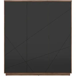 Armadio 180x201h cm 3 ante rovere scuro nero opaco Elin