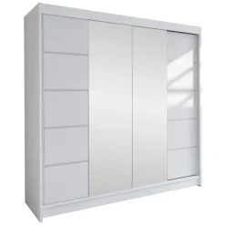 Armadio 180x215h cm 2 ante scorrevoli con specchio centrale bianco opaco Karl