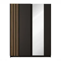 Armadio 150x198h cm 2 ante scorrevoli cannettato con specchio antracite rovere Cannes