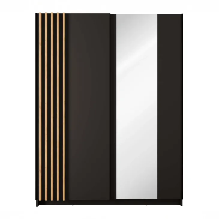 Armadio 150x198h cm 2 ante scorrevoli cannettato con specchio antracite rovere Cannes