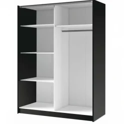 Armadio 150x198h cm 2 ante scorrevoli cannettato con specchio antracite rovere Cannes