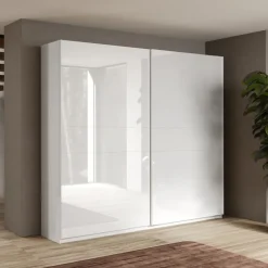 Armadio 257x230h cm 2 ante scorrevoli bianco lucido Clappy