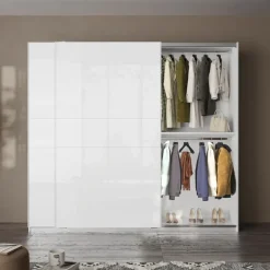 Armadio 257x230h cm 2 ante scorrevoli bianco lucido Clappy