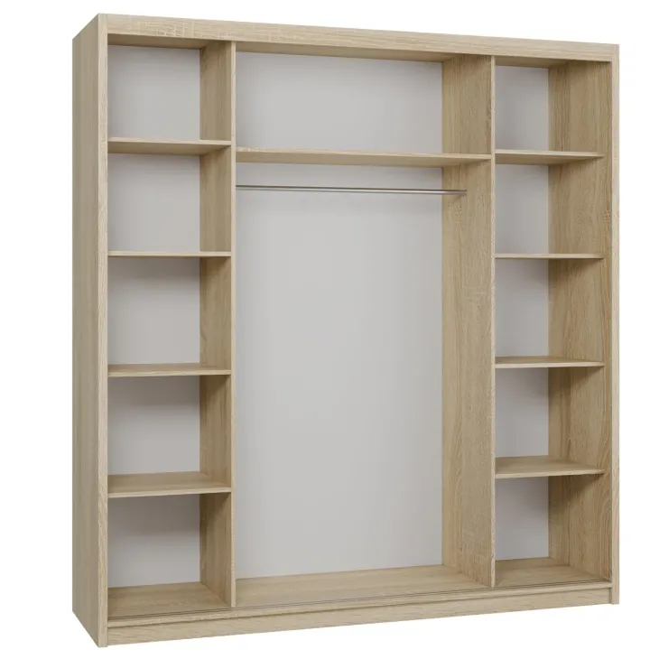 Armadio 200x215h cm 3 ante scorrevoli con specchio rovere sonoma bianco opaco Silven