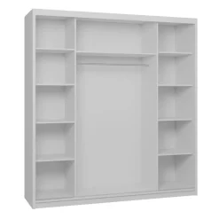 Armadio 200x215h cm 3 ante scorrevoli con specchio bianco opaco rovere Silven