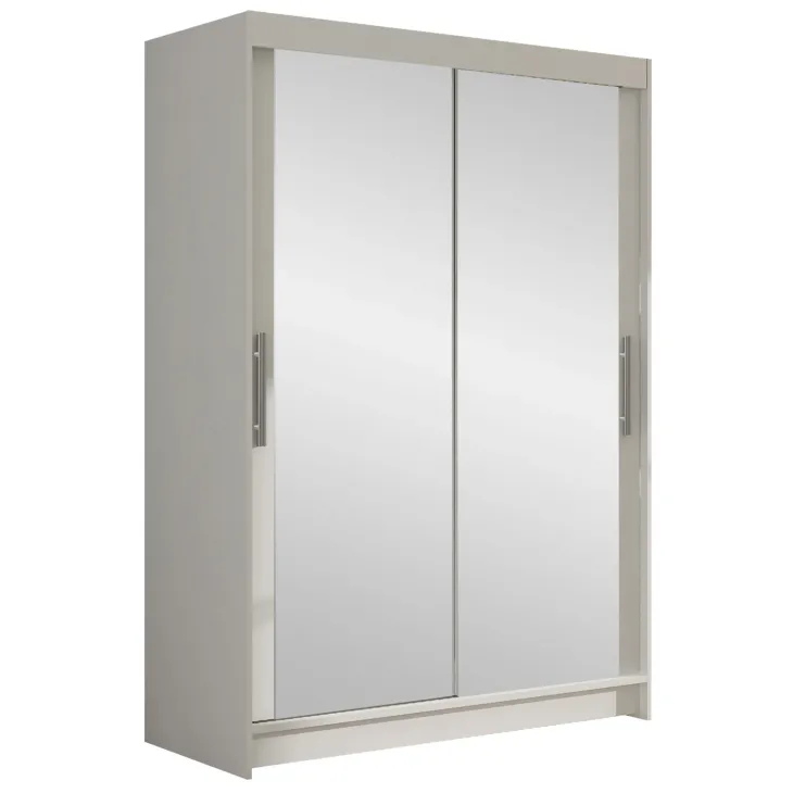 Armadio 120x200h cm 2 ante scorrevoli con specchio bianco Tancredi