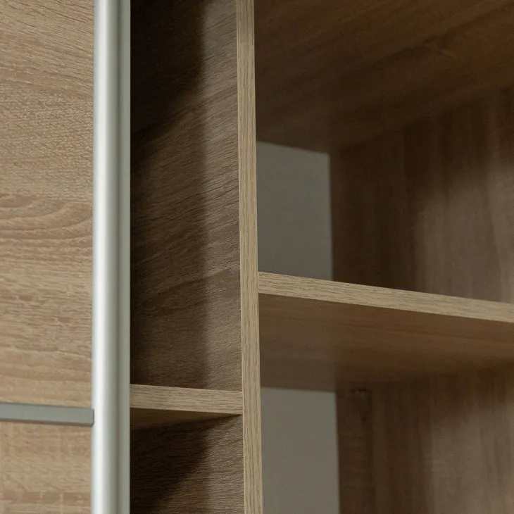 Armadio 200x215h cm 3 ante scorrevoli con specchio rovere sonoma Silven
