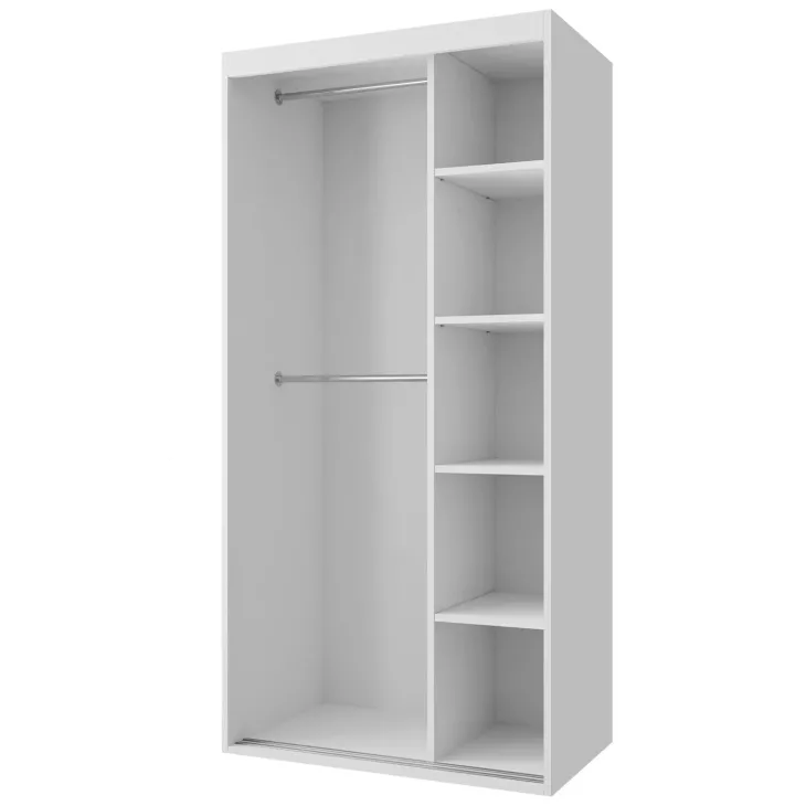 Armadio 100x205h cm 2 ante scorrevoli con specchio bianco Boselia
