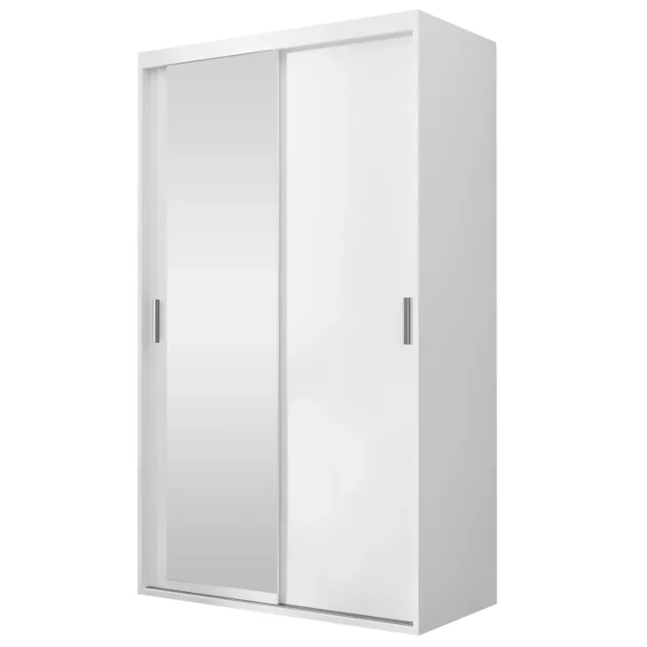 Armadio 120x205h cm 2 ante scorrevoli con specchio bianco Boselia