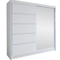 Armadio 180x215h cm 2 ante scorrevoli con specchio laterale bianco opaco Karl