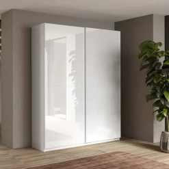 Armadio 180x230h cm 2 ante scorrevoli bianco lucido Clappy