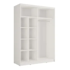 Armadio 155x215h cm 2 ante scorrevoli cannettato con specchio bianco rovere Vance