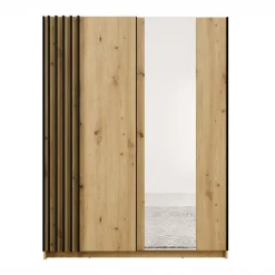 Armadio 150x198h cm 2 ante scorrevoli cannettato con specchio rovere antracite Cannes