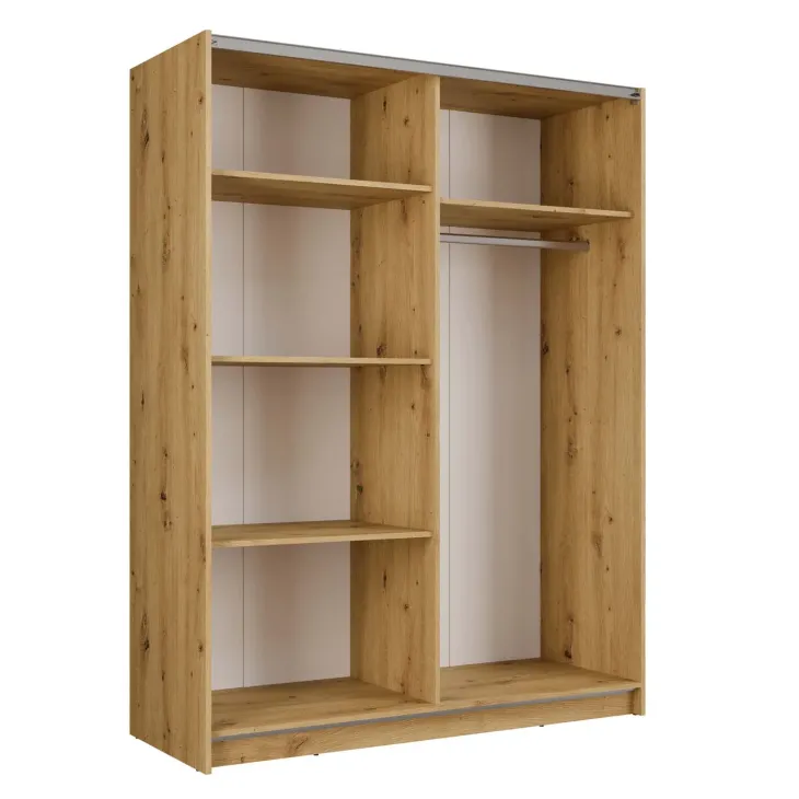 Armadio 150x198h cm 2 ante scorrevoli cannettato con specchio rovere antracite Cannes