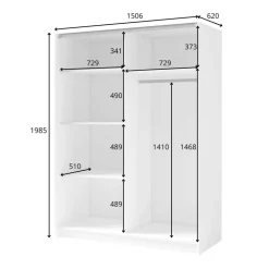Armadio 150x198h cm 2 ante scorrevoli cannettato con specchio rovere antracite Cannes