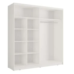 Armadio 205x215h cm 2 ante scorrevoli cannettato con specchio bianco rovere Vance