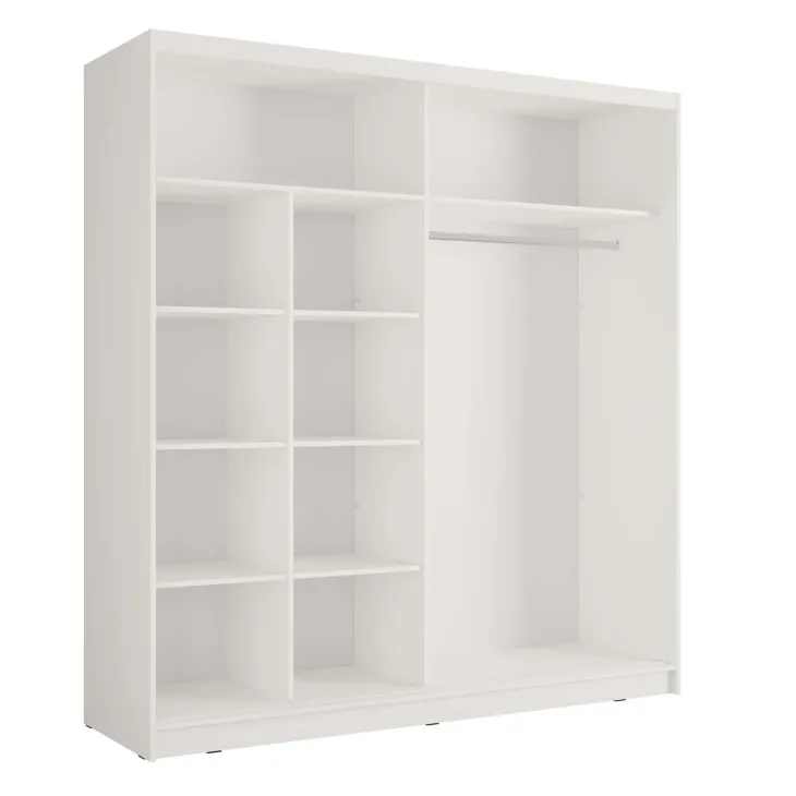 Armadio 205x215h cm 2 ante scorrevoli cannettato con specchio bianco rovere Vance