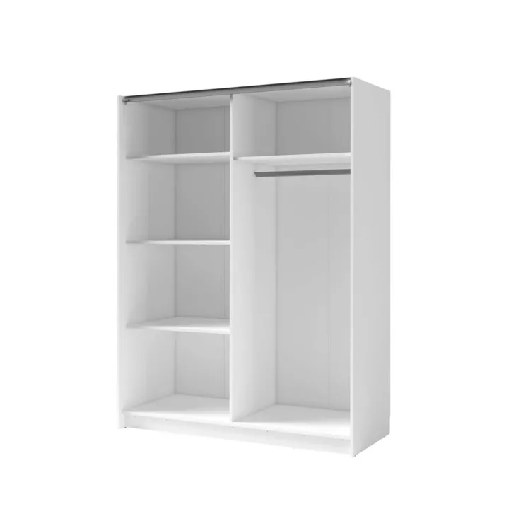 Armadio 150x198h cm 2 ante scorrevoli cannettato con specchio bianco rovere Cannes