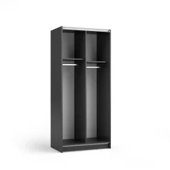 Armadio 80x182h cm 2 ante scorrevoli con specchio nero Medora