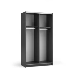 Armadio 100x182h cm 2 ante scorrevoli con specchio nero Medora