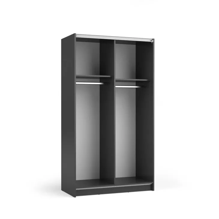 Armadio 100x182h cm 2 ante scorrevoli con specchio nero Medora