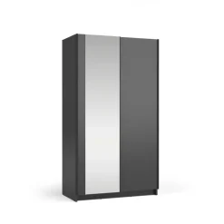 Armadio 100x182h cm 2 ante scorrevoli con specchio nero Medora