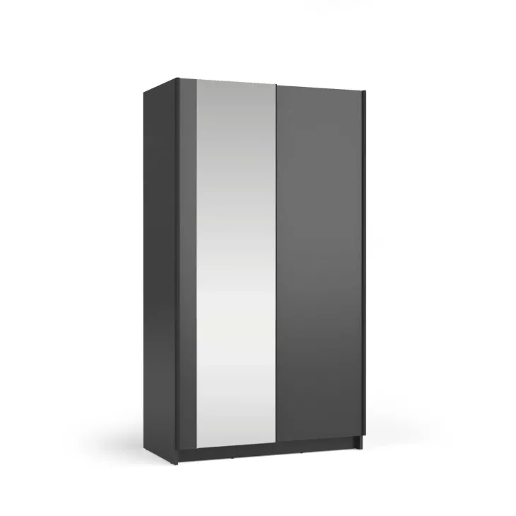 Armadio 100x182h cm 2 ante scorrevoli con specchio nero Medora
