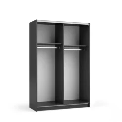 Armadio 120x182h cm 2 ante scorrevoli con specchio nero Medora