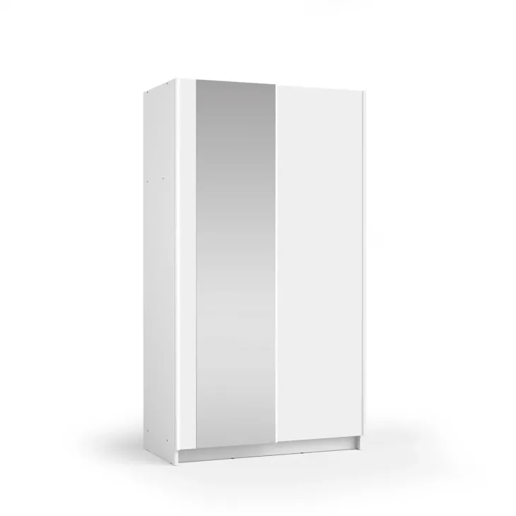 Armadio 100x182h cm 2 ante scorrevoli con specchio bianco Medora