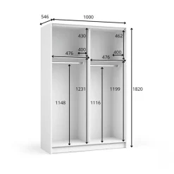 Armadio 100x182h cm 2 ante scorrevoli con specchio bianco Medora
