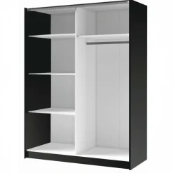 Armadio 200x198h cm 2 ante scorrevoli cannettato con specchio antracite rovere Cannes