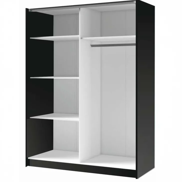 Armadio 200x198h cm 2 ante scorrevoli cannettato con specchio antracite rovere Cannes