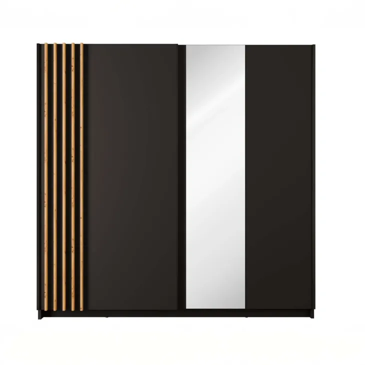 Armadio 200x198h cm 2 ante scorrevoli cannettato con specchio antracite rovere Cannes