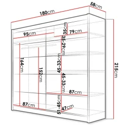 Armadio 180x215h cm 2 ante scorrevoli bianco opaco Karl