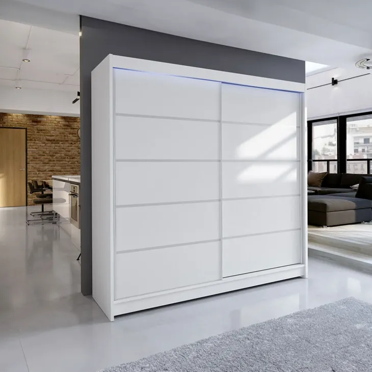 Armadio 180x215h cm 2 ante scorrevoli bianco opaco Karl