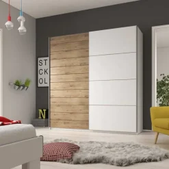 Armadio 270x210h cm 2 ante scorrevoli bianco opaco rovere Nexus Gihome®