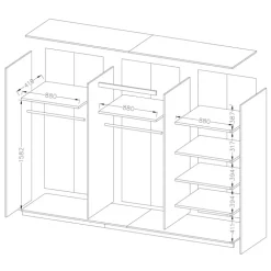 Armadio 270x210h cm 2 ante scorrevoli bianco opaco rovere Nexus Gihome®