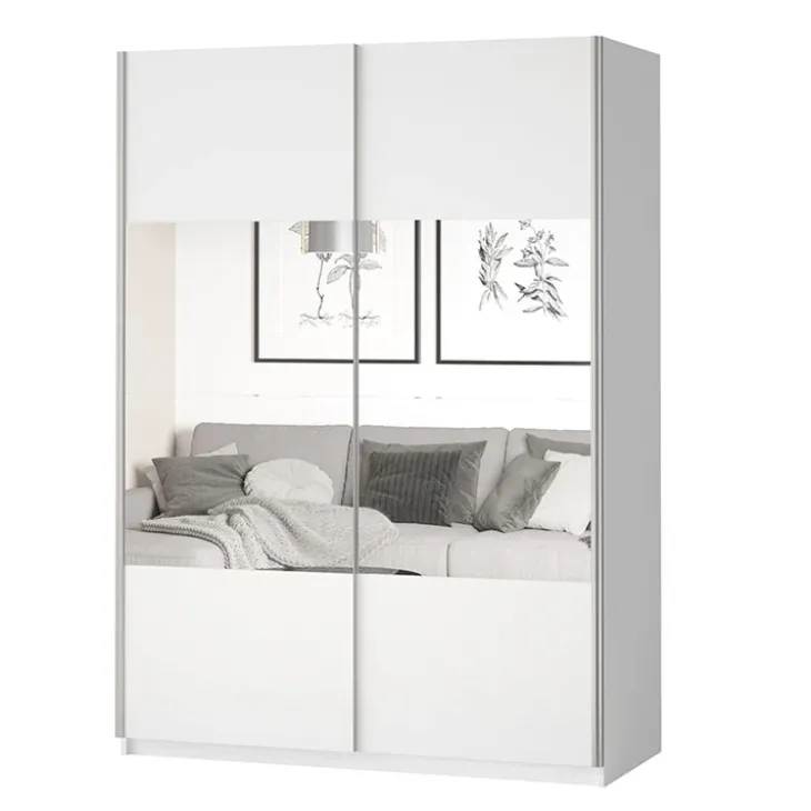 Armadio 120x210h cm 2 ante scorrevoli con specchio bianco opaco Pascal Gihome®