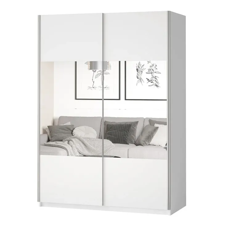Armadio 120x210h cm 2 ante scorrevoli con specchio bianco opaco Pascal Gihome®