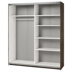 Armadio 180x210h cm 2 ante scorrevoli con specchio moderno rovere scuro Lisbona Gihome®