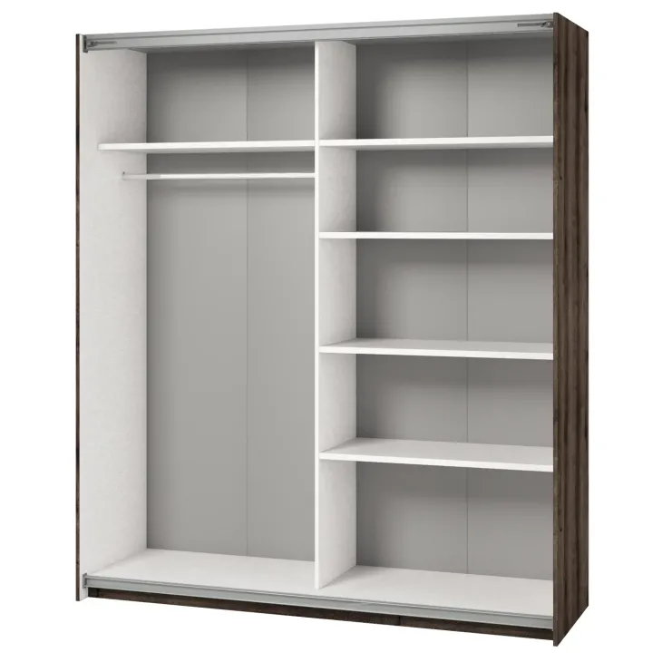Armadio 180x210h cm 2 ante scorrevoli con specchio moderno rovere scuro Lisbona Gihome®