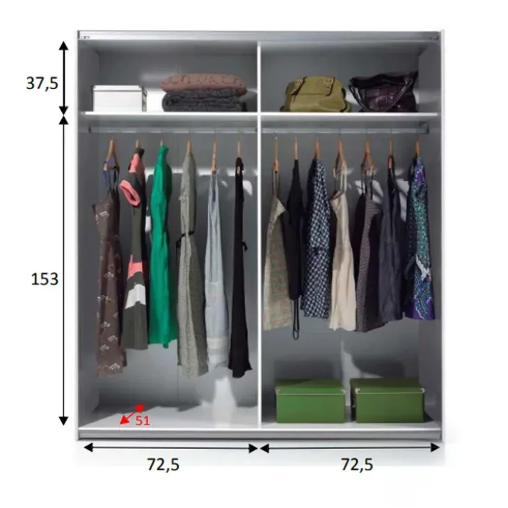 Armadio 150X200h cm 2 ante scorrevoli bianco opaco Taylor