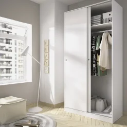 Armadio 100x204h cm 2 ante scorrevoli bianco Royal