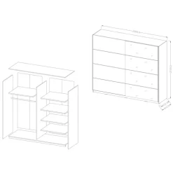 Armadio 221x210h cm 2 ante scorrevoli con specchio bianco Pascal Gihome®