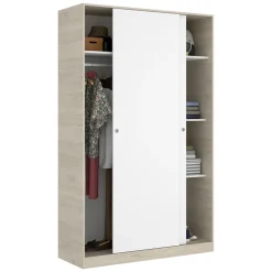 Armadio 120x204h cm 2 ante scorrevoli rovere bianco opaco Royal