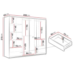 Armadio 250x215h cm 2 ante scorrevoli rovere Duppy