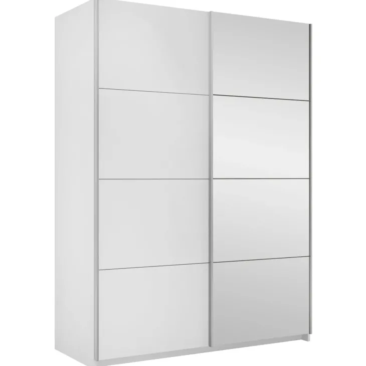 Armadio 150x210h cm 2 ante scorrevoli con specchio bianco Lilly